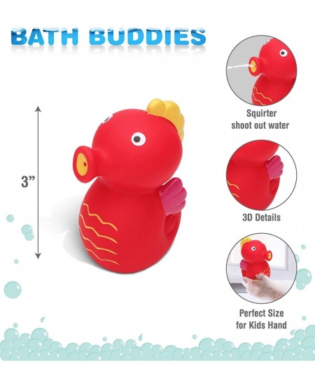 DolliBu Seahorse Bath Buddy Squirter – Floating Red Seahorse Rubber Bath Toy Fun Water Squirting Bathtime Play for Toddlers C...