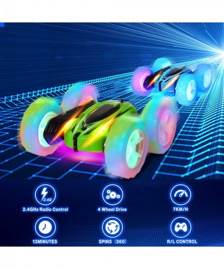 Remote Control Car Double Sided 360° Flips RC Stunt Cars with Wheel Lights and Headlights 4WD 2.4Ghz Stunt Car for 6-14 Year ...