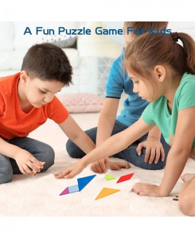 Tangram Pattern Puzzles Set Woodiness Puzzle Blocks Colorful Tangram Sorting 60 Design Cards with 120 Pattern Jigsaw Puzzle T...