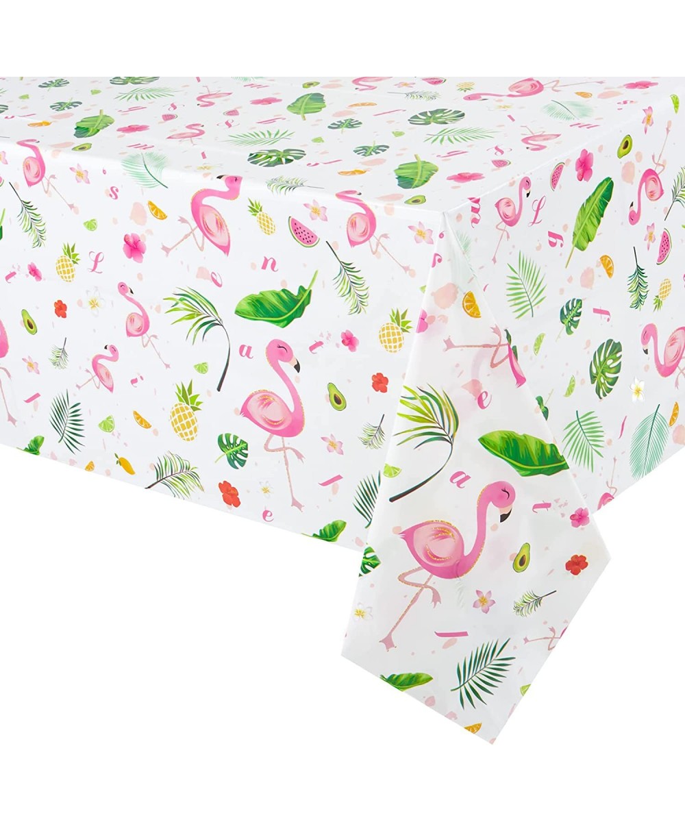 Flamingo Tablecloth - 4 Pack 108''x 54'' Tropical Luau Party Disposable Plastic Table Cover Pineapple Party Supplies for Kid ...