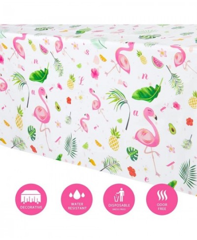 Flamingo Tablecloth - 4 Pack 108''x 54'' Tropical Luau Party Disposable Plastic Table Cover Pineapple Party Supplies for Kid ...