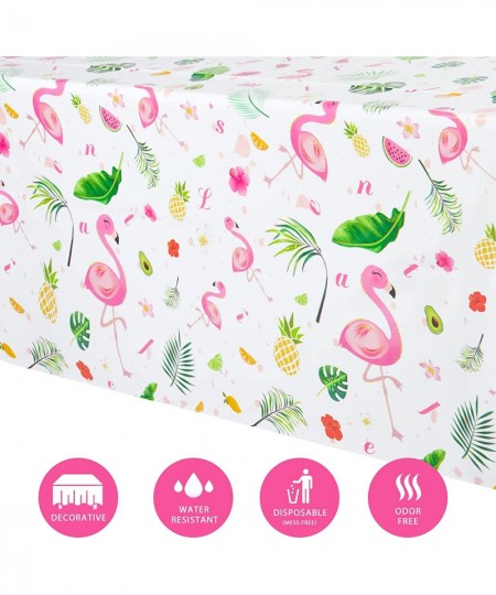 Flamingo Tablecloth - 4 Pack 108''x 54'' Tropical Luau Party Disposable Plastic Table Cover Pineapple Party Supplies for Kid ...