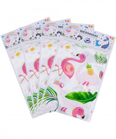 Flamingo Tablecloth - 4 Pack 108''x 54'' Tropical Luau Party Disposable Plastic Table Cover Pineapple Party Supplies for Kid ...