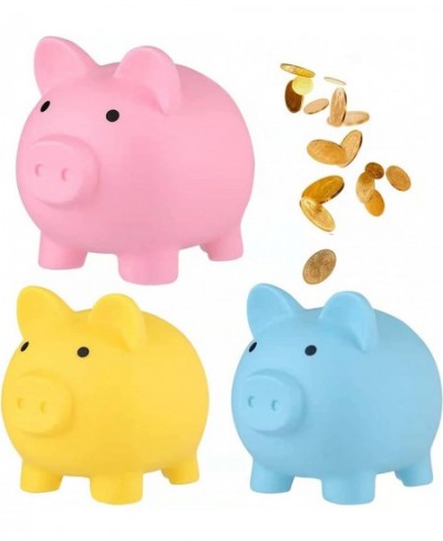 3 Pcs Piggy Bank for Boys Girls 6"x 4.8" x 5.4"Cute Plastic Pig Money Bank Unbreakable Piggy Bank Shatterproof Coin Bank for ...