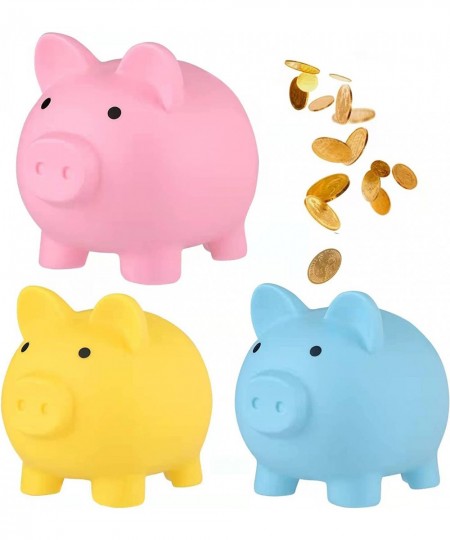 3 Pcs Piggy Bank for Boys Girls 6"x 4.8" x 5.4"Cute Plastic Pig Money Bank Unbreakable Piggy Bank Shatterproof Coin Bank for ...