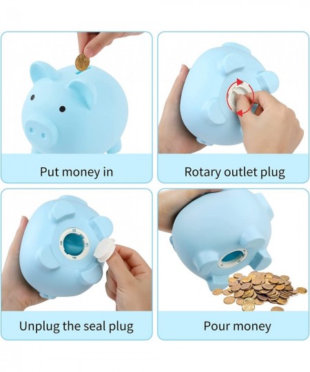 3 Pcs Piggy Bank for Boys Girls 6"x 4.8" x 5.4"Cute Plastic Pig Money Bank Unbreakable Piggy Bank Shatterproof Coin Bank for ...