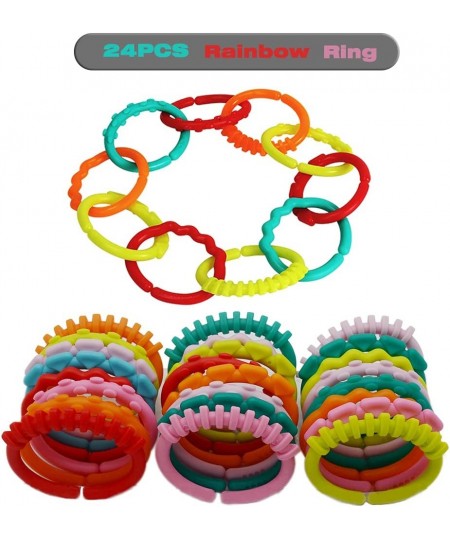 24 Pack Baby Rings Link Toys for Hanging Toys Connecting Rings Toys for Infant Boy Girl Early Learning Toys Car Seat and Stro...