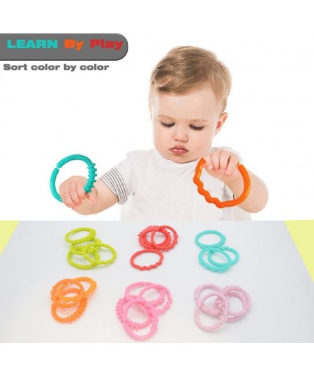 24 Pack Baby Rings Link Toys for Hanging Toys Connecting Rings Toys for Infant Boy Girl Early Learning Toys Car Seat and Stro...