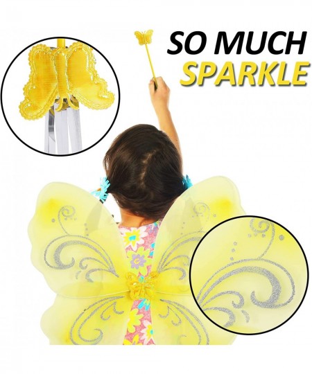 6 Sets Fairy Butterfly Wings with Wands 6 Colors Princess Fairy Wings Colorful Girls' Fairy Angel Wings for Costume Dress Up ...