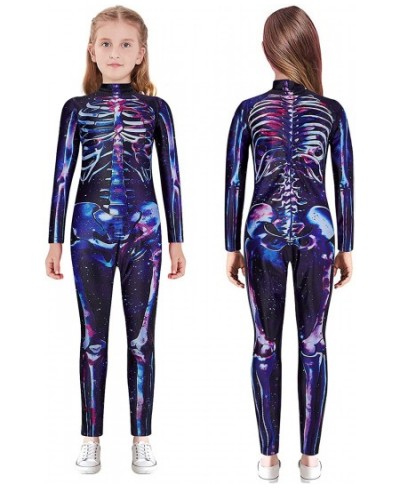 Girls Halloween Costume Cosplay Jumpsuit Bodysuit 3D Graphic Skull Skeleton Bone Catsuit for 7-14 Years Old Kids $22.24 - Kid...