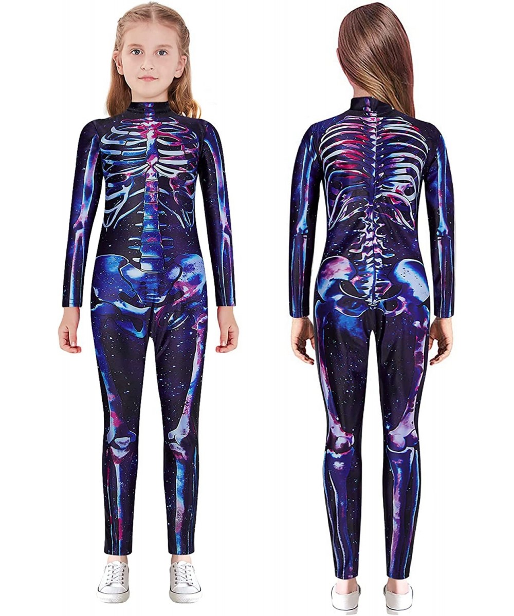 Girls Halloween Costume Cosplay Jumpsuit Bodysuit 3D Graphic Skull Skeleton Bone Catsuit for 7-14 Years Old Kids $22.24 - Kid...