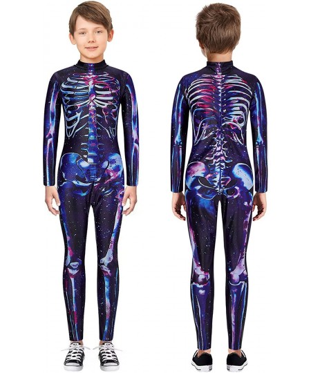 Girls Halloween Costume Cosplay Jumpsuit Bodysuit 3D Graphic Skull Skeleton Bone Catsuit for 7-14 Years Old Kids $22.24 - Kid...