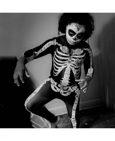 Girls Halloween Costume Cosplay Jumpsuit Bodysuit 3D Graphic Skull Skeleton Bone Catsuit for 7-14 Years Old Kids $22.24 - Kid...