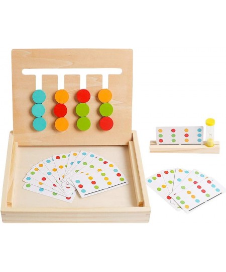 Montessori Preschool Learning Toys Slide Puzzle Board Color Shape Sorting Matching Brain Teasers Logic Game Wooden Education ...