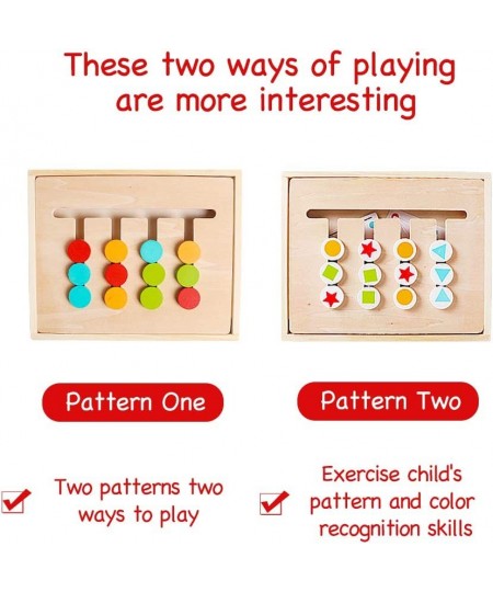 Montessori Preschool Learning Toys Slide Puzzle Board Color Shape Sorting Matching Brain Teasers Logic Game Wooden Education ...