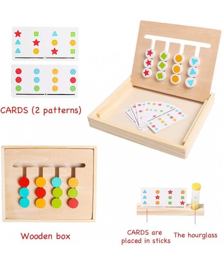 Montessori Preschool Learning Toys Slide Puzzle Board Color Shape Sorting Matching Brain Teasers Logic Game Wooden Education ...