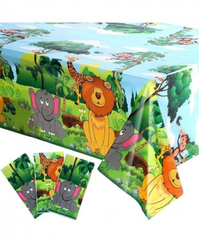 3 Pieces Jungle Animal Party Tablecloth Safari Animals Table Cover Plastic Zoo Jungle Safari Tablecloth for Kids Jungle Safar...