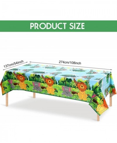 3 Pieces Jungle Animal Party Tablecloth Safari Animals Table Cover Plastic Zoo Jungle Safari Tablecloth for Kids Jungle Safar...