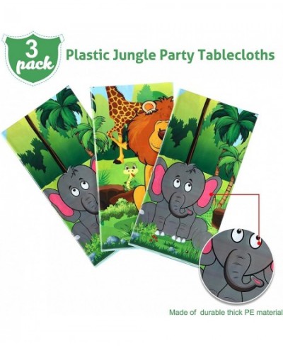 3 Pieces Jungle Animal Party Tablecloth Safari Animals Table Cover Plastic Zoo Jungle Safari Tablecloth for Kids Jungle Safar...