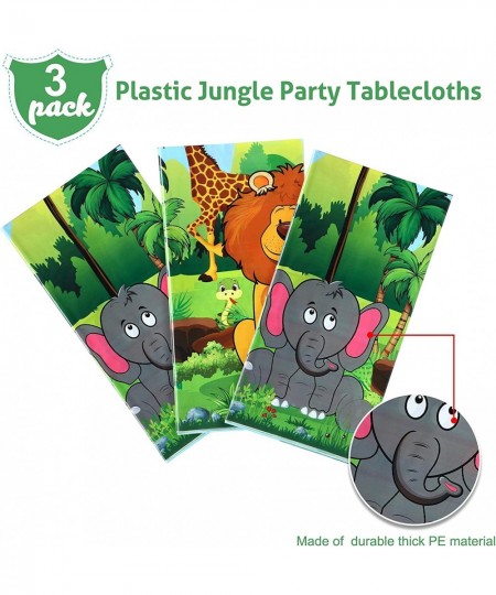 3 Pieces Jungle Animal Party Tablecloth Safari Animals Table Cover Plastic Zoo Jungle Safari Tablecloth for Kids Jungle Safar...