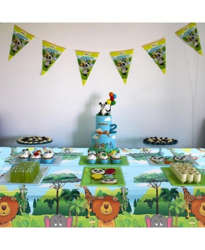 3 Pieces Jungle Animal Party Tablecloth Safari Animals Table Cover Plastic Zoo Jungle Safari Tablecloth for Kids Jungle Safar...