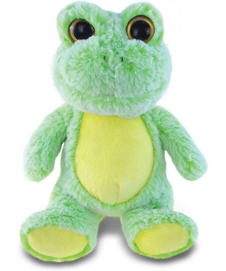 DolliBu Plush Frog Stuffed Animal - Soft Fur Huggable Sitting Green Frog Adorable Playtime Frog Plush Toy Cute Rain Forest Cu...