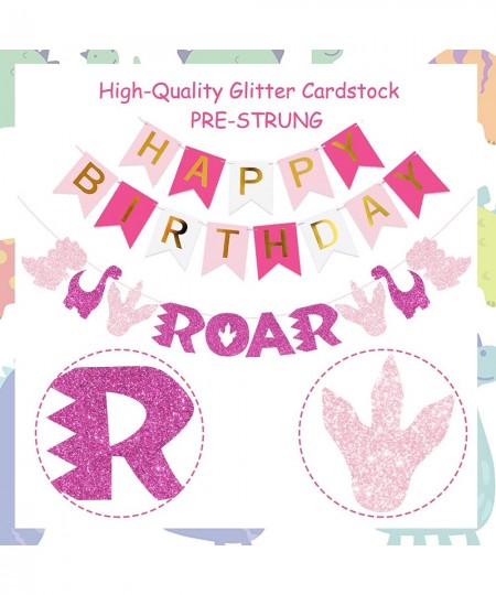 Dinosaur Party Decorations for Girls Three Rex Banner Cake Topper ROAR Garland Dinosaur Standing Balloon for Girls 3rd Dino B...