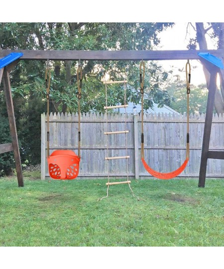 Cute Toddler Swing Combo Sets High Back Full Bucket Swing and Heavy Duty Swing Seat Toddler Swing Attachment with Adjustable ...