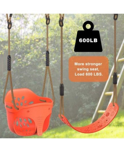 Cute Toddler Swing Combo Sets High Back Full Bucket Swing and Heavy Duty Swing Seat Toddler Swing Attachment with Adjustable ...