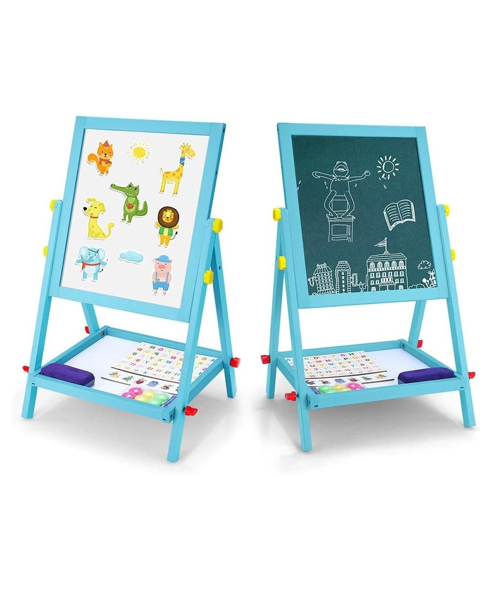 Wood Art Easel for Kids Double-Sided Magnetic Board for Kids with Magnetic Letters Numbers and Other Accessories Education To...