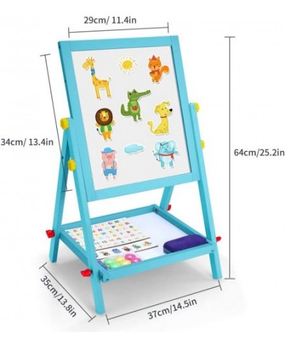 Wood Art Easel for Kids Double-Sided Magnetic Board for Kids with Magnetic Letters Numbers and Other Accessories Education To...