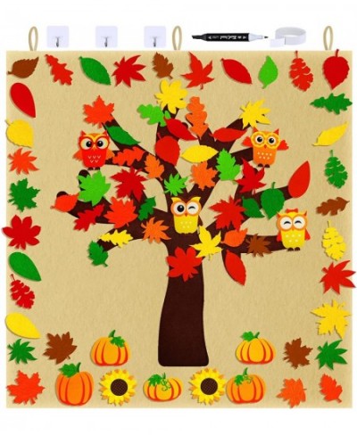 Fall Tree of Thanks Craft Kit Fall Felt Bulletin Board Set Felt Fall Tree Board with 81 PCS Detachable Autumn Leaf Pumpkin Ow...