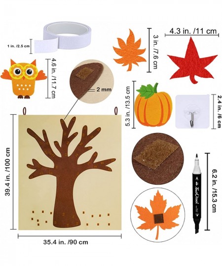 Fall Tree of Thanks Craft Kit Fall Felt Bulletin Board Set Felt Fall Tree Board with 81 PCS Detachable Autumn Leaf Pumpkin Ow...