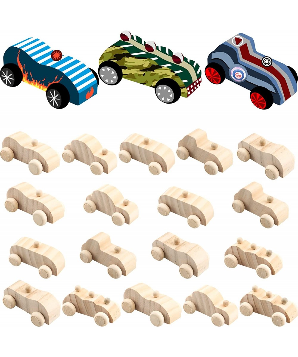 18 Pack DIY Wood Car Toys Unfinished Wooden Cars to Paint Wooden Craft Cars for Home Activities Craft Projects Family Time Ha...