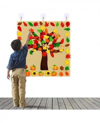 Fall Tree of Thanks Craft Kit Fall Felt Bulletin Board Set Felt Fall Tree Board with 81 PCS Detachable Autumn Leaf Pumpkin Ow...