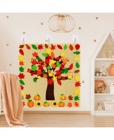 Fall Tree of Thanks Craft Kit Fall Felt Bulletin Board Set Felt Fall Tree Board with 81 PCS Detachable Autumn Leaf Pumpkin Ow...