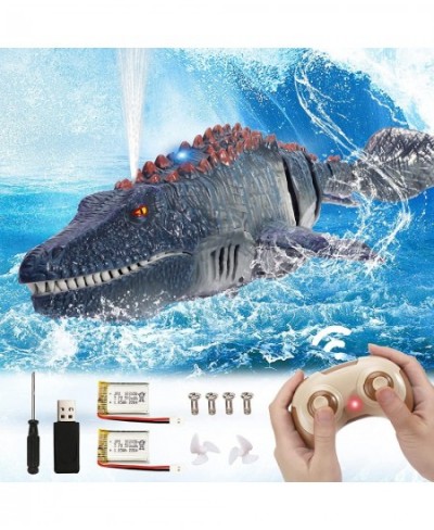 Remote Control Dinosaur Pool Toys for Kids Ages 4-8 5-7 8-12 RC Mosasaurus Boat Shark Toys with Spray Water/Light/One-Key Dem...