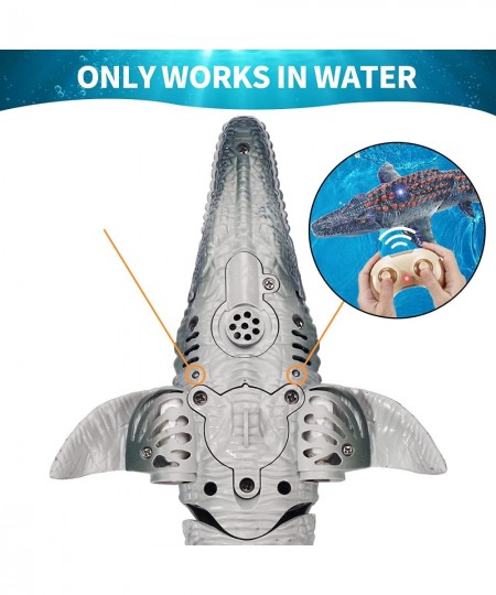 Remote Control Dinosaur Pool Toys for Kids Ages 4-8 5-7 8-12 RC Mosasaurus Boat Shark Toys with Spray Water/Light/One-Key Dem...