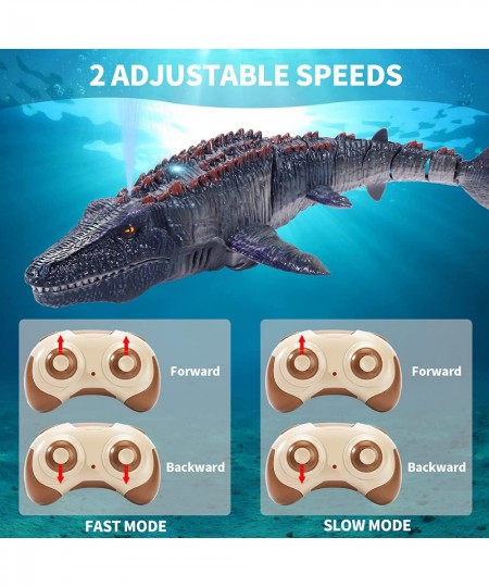 Remote Control Dinosaur Pool Toys for Kids Ages 4-8 5-7 8-12 RC Mosasaurus Boat Shark Toys with Spray Water/Light/One-Key Dem...