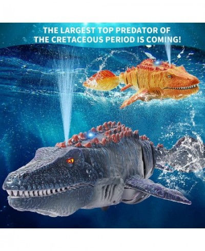 Remote Control Dinosaur Pool Toys for Kids Ages 4-8 5-7 8-12 RC Mosasaurus Boat Shark Toys with Spray Water/Light/One-Key Dem...