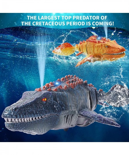 Remote Control Dinosaur Pool Toys for Kids Ages 4-8 5-7 8-12 RC Mosasaurus Boat Shark Toys with Spray Water/Light/One-Key Dem...