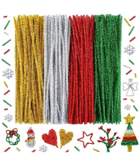 300 Pieces Christmas Pipe Cleaners Glitter Chenille Stems for DIY Craft Christmas Decoration (Red Green Gold Silver) $36.57 -...