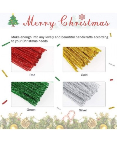 300 Pieces Christmas Pipe Cleaners Glitter Chenille Stems for DIY Craft Christmas Decoration (Red Green Gold Silver) $36.57 -...