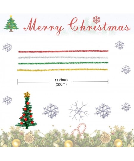 300 Pieces Christmas Pipe Cleaners Glitter Chenille Stems for DIY Craft Christmas Decoration (Red Green Gold Silver) $36.57 -...