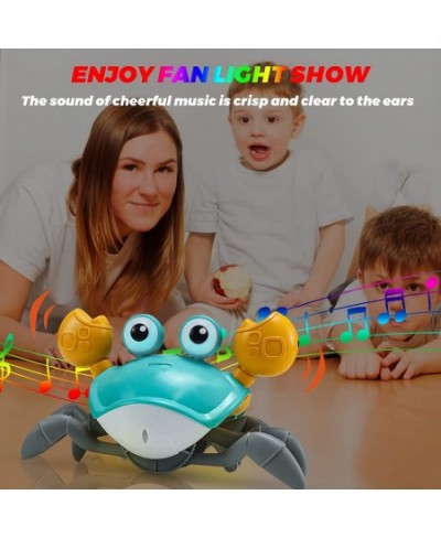 Baby Crawling Crab Toy with Music and LED Light for Kids Toddles Crab Toys with Automatic Induction and Obstacle Avoidance Fu...