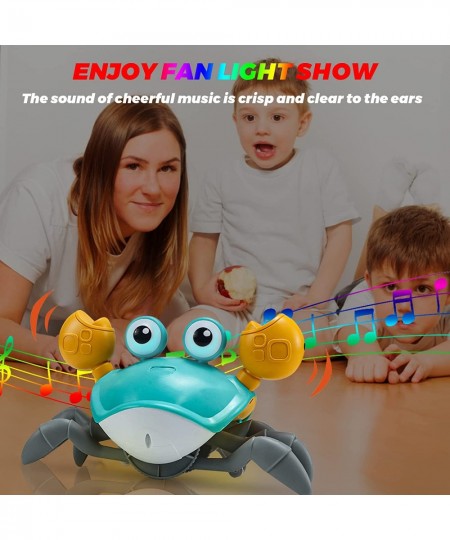 Baby Crawling Crab Toy with Music and LED Light for Kids Toddles Crab Toys with Automatic Induction and Obstacle Avoidance Fu...