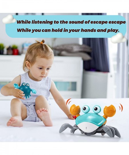 Baby Crawling Crab Toy with Music and LED Light for Kids Toddles Crab Toys with Automatic Induction and Obstacle Avoidance Fu...