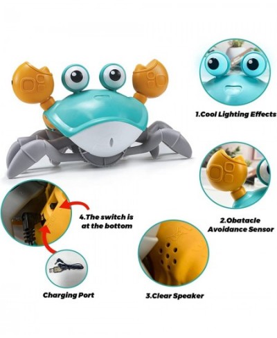 Baby Crawling Crab Toy with Music and LED Light for Kids Toddles Crab Toys with Automatic Induction and Obstacle Avoidance Fu...