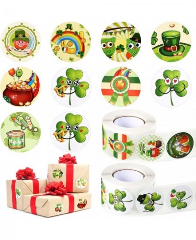 1000 Pieces St. Patrick's Day Roll Stickers Shamrock Party Decorations Irish Green Shamrock 1.5 Inch Stickers Round Colored S...