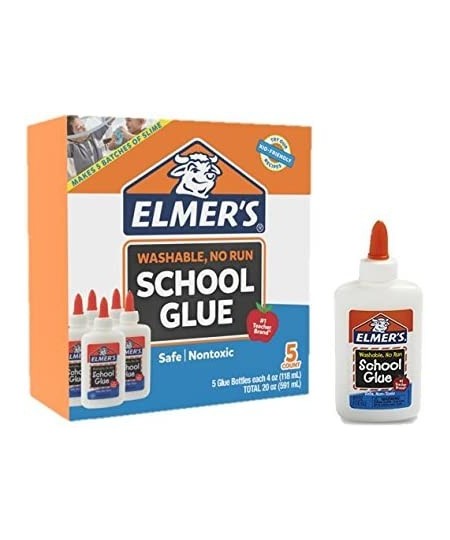 Liquid School Glue White Washable 4 Ounces - Great for Making Slime ( 5-Count ) $19.82 - Kids' Arts & Crafts Adhesives